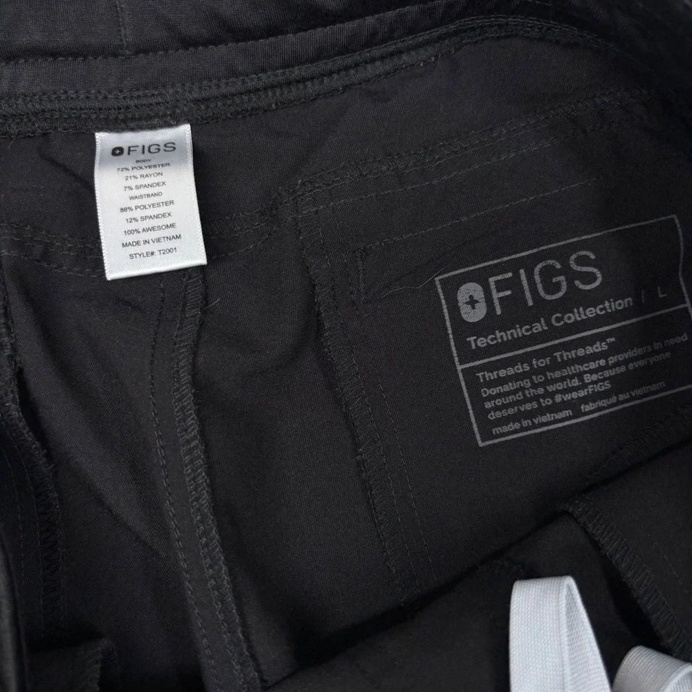 FIGS AXIM Cargo Scrub Pants Mens Large Black‎ T2001 Technical Collection EUC